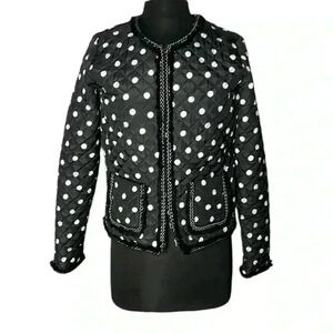 Crown & Ivy Lasting Luxe Polka Dot Quilted Short Black White  Jacket Size XS